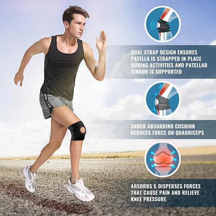 1 PCS Knee Support Brace with Open Patella Design and Adjustable Hook and Loop Closure for Running, Biking, Aerobics, Fitness