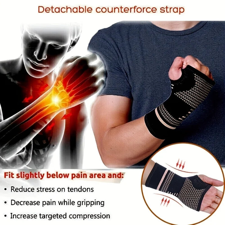 New 1Pcs Copper Fiber Bracer Wrist Elastic Sport Bandage Wristband Hand Gym Support Wrist Brace Wrap Tennis Fitness Powerlifting