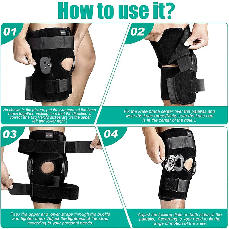 Hinged knees braces adjustable