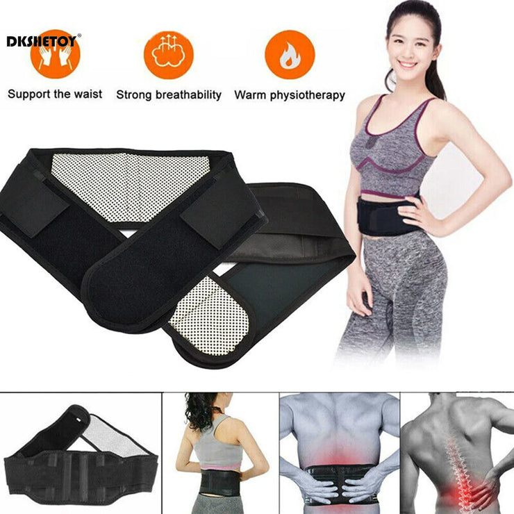 Adjustable waist support wraps for pain relief and warmth, featuring breathable design and ergonomic support.