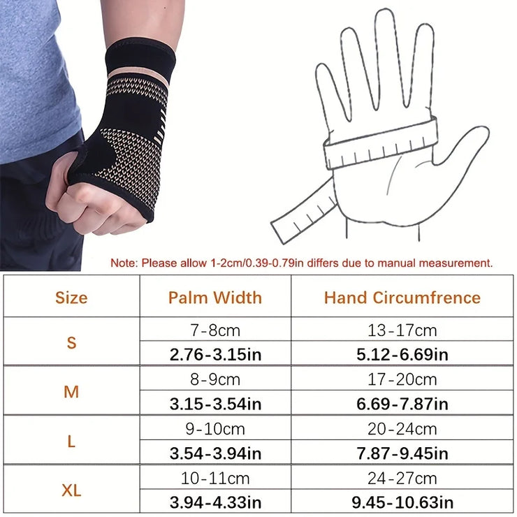 New 1Pcs Copper Fiber Bracer Wrist Elastic Sport Bandage Wristband Hand Gym Support Wrist Brace Wrap Tennis Fitness Powerlifting